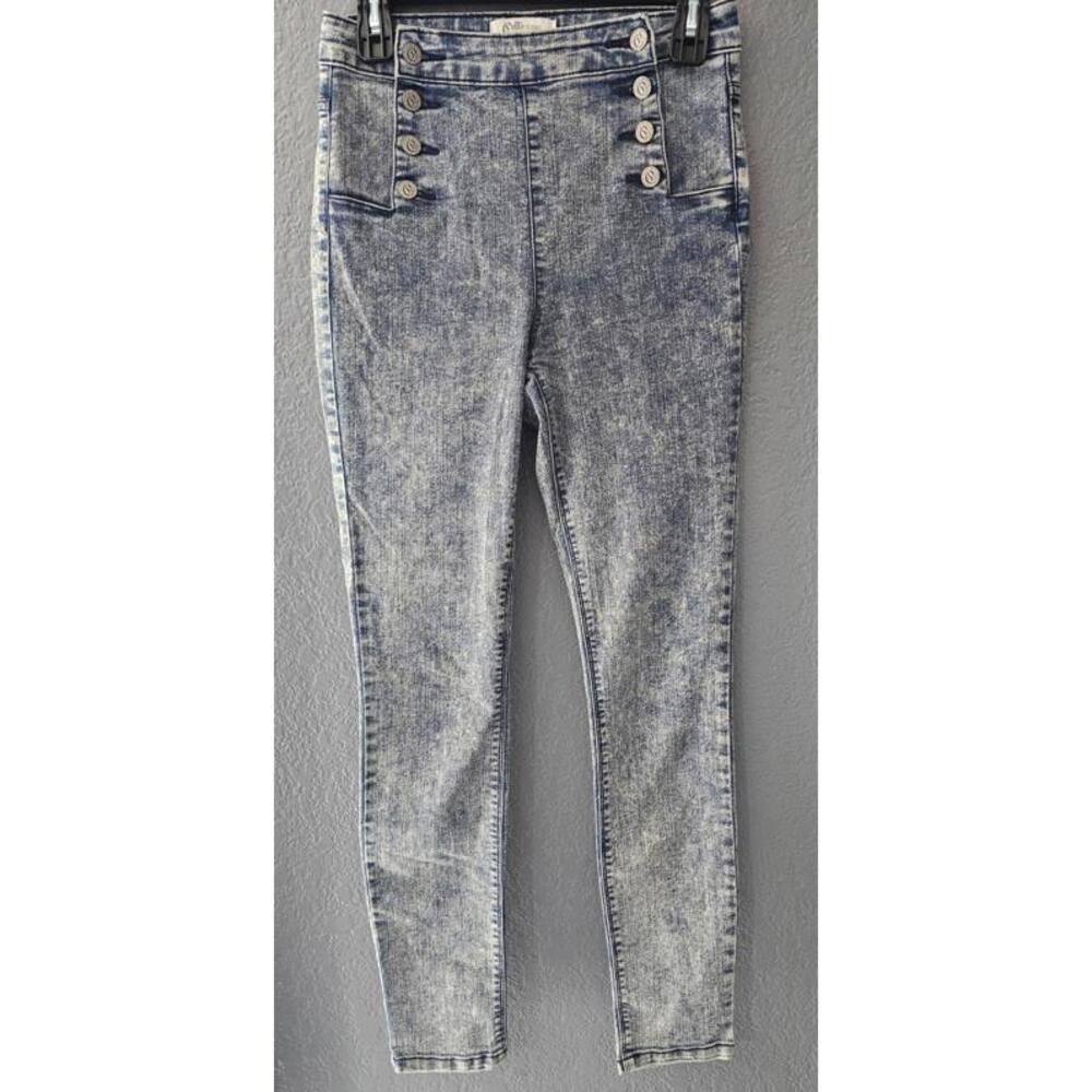 Cello Denim Jeans Pants Acid Wash High Waist Skinny Size 7 Jr Buttons Closer - Picture 1 of 16